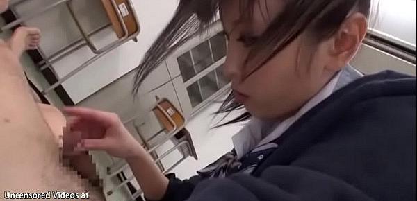  Japanese 18yo schoolgirl plays sex game with old teacher